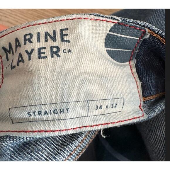 Men's 34x32 Marine Layer Straight Jeans Medium Wash Denim Casual USA - Picture 2 of 7